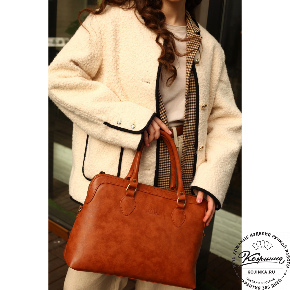  Женская кожаная сумка "Аврора" (рыжая гладкая кожа)